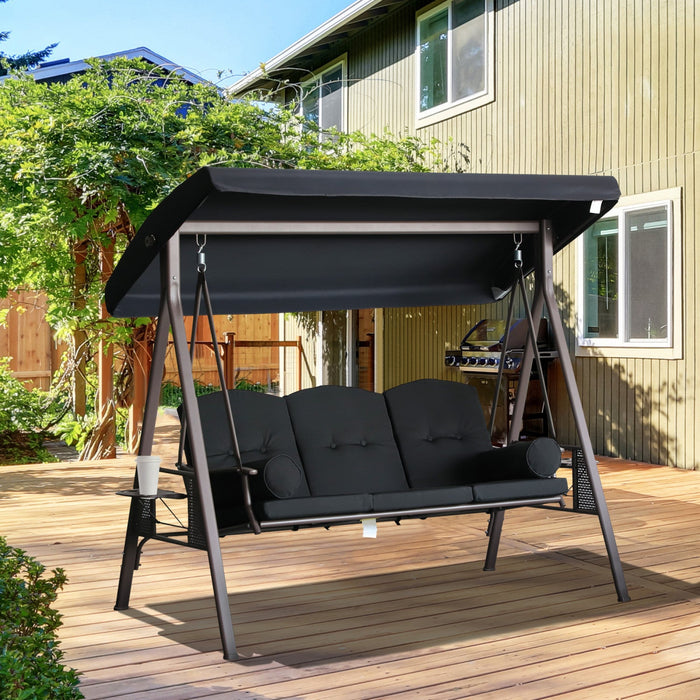 Outsunny 3 Seater Porch Swing Heavy Duty Outdoor Swing Chair Outdoor Lounge Hammock Cushioned Seat W