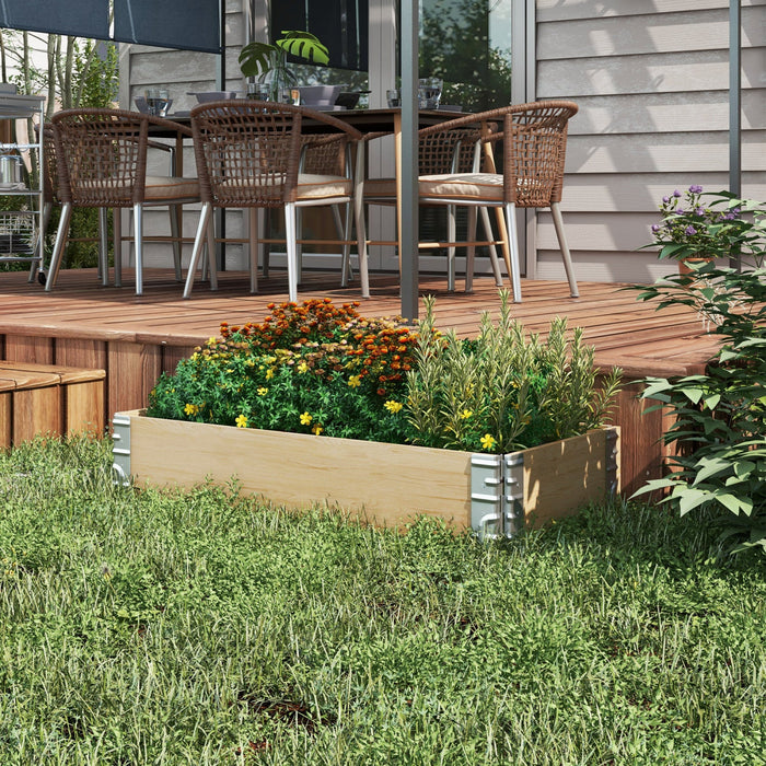 Outsunny Foldable Wooden Raised Garden Bed With Open Bottom