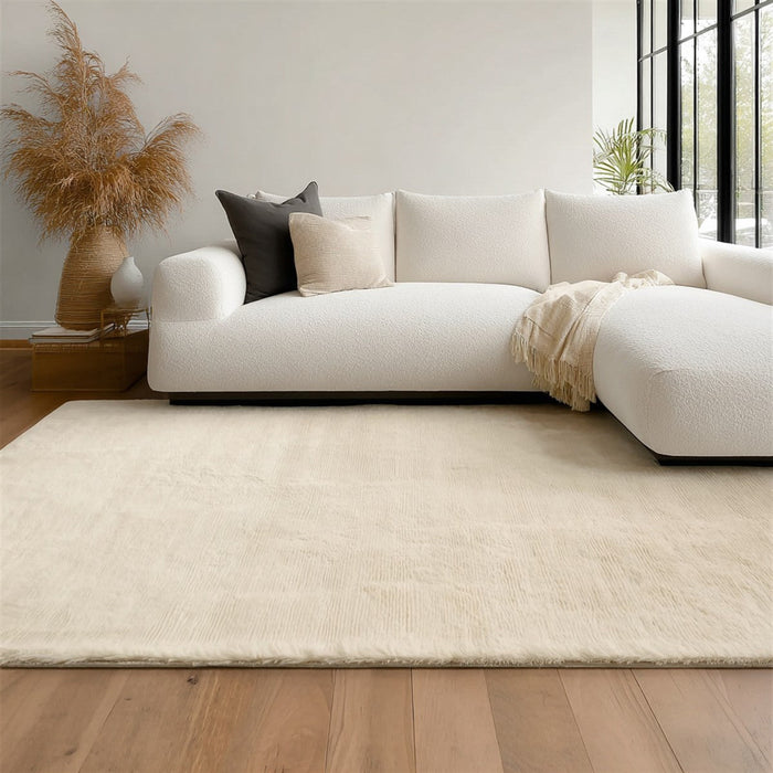 Argo Plush & Shags Cream Washable Rug 5'0\" x 7'6\" Indoor Area Rug 