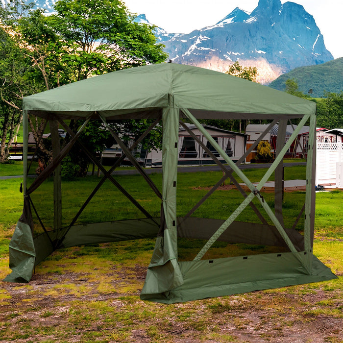 Outsunny 12' X 12' Hexagon Automatic Pop Up Screen Tents Camping Shelter Picnic Canopy Outdoor Sun S