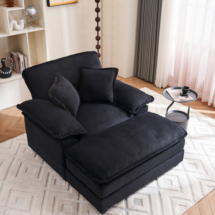 Liam 46.9\" Modern indoor corduroy sofa with 2 soft cushions ,Black Sofa  