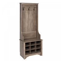 Narrow Hall Tree with Nine Shoe Cubbies - Drifted Grey