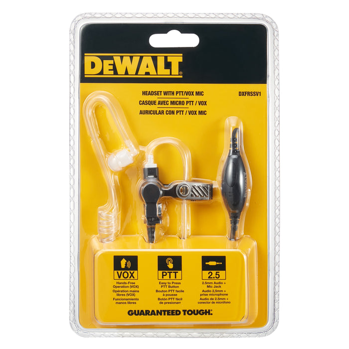 Dewalt Stealth 2 Way Radios Surveillance Headset - Earpiece, Microphone Works With Dxfrs Range Of Wa