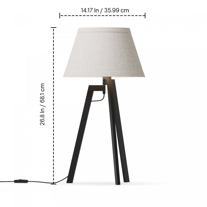 27\" Black Architectural Tripod Table Lamp with Textured Shade 