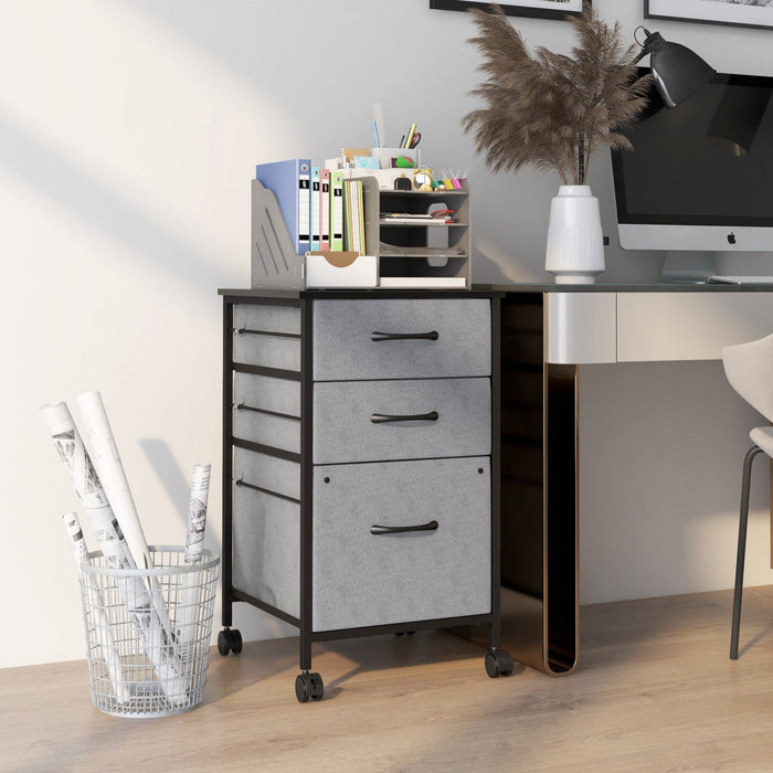 Vinsetto Mobile File Cabinet With Drawers, Hanging Bars For Letter