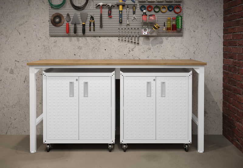 Fortress Modern 3-Piece Garage Set in White Garage Storage 