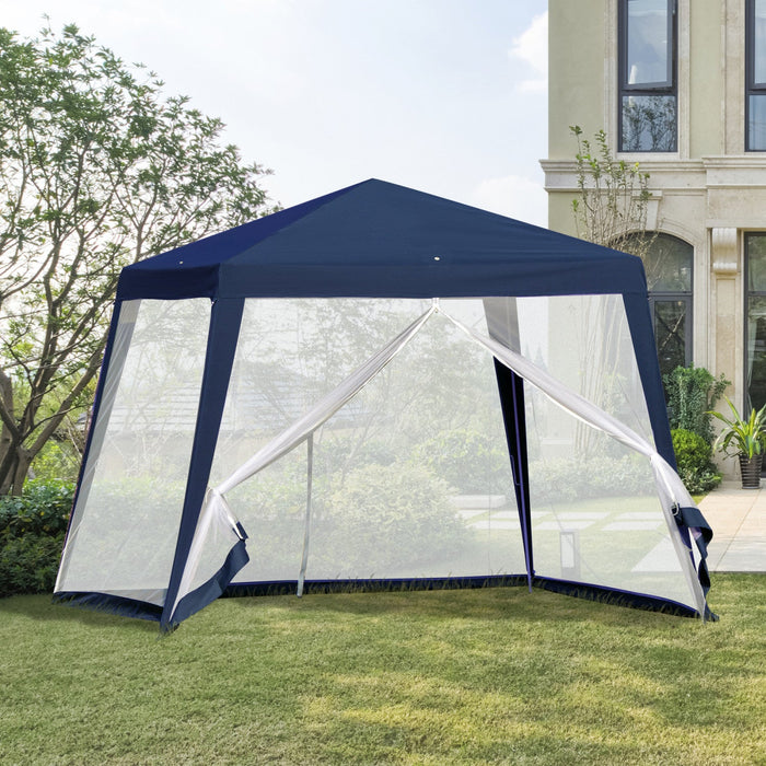 Outsunny 10x10ft Party Tent Canopy With Netting, Patio Screen House Slant Leg Outdoor Gazebo Sun Sha