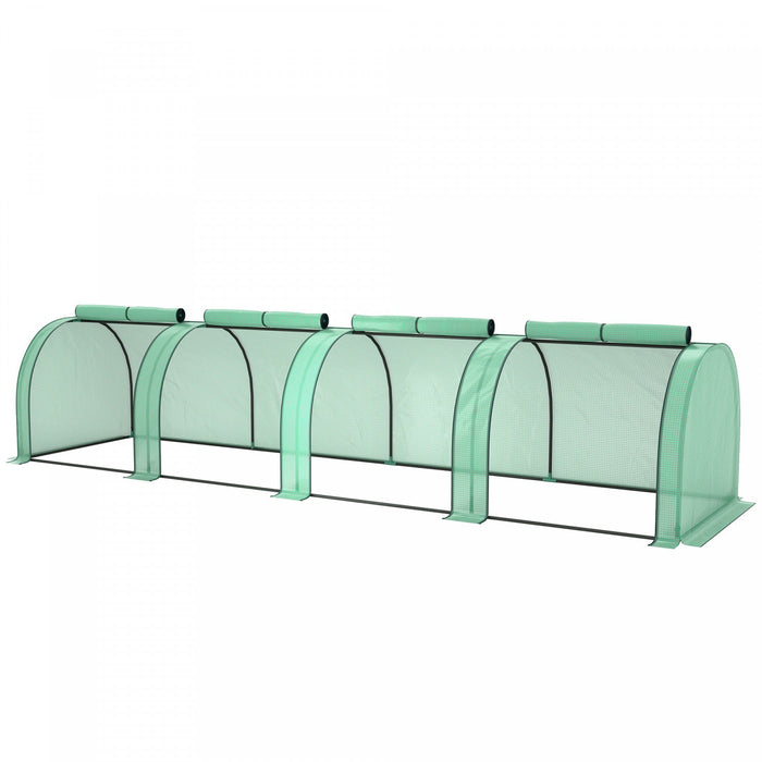Outsunny Mini Tunnel Greenhouse With Pe Cover Garden Green Grow Shed, Green