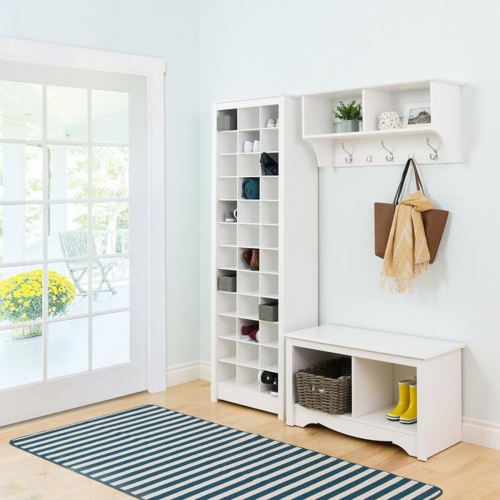 Thirty-Six Pair Shoe Storage Rack - White