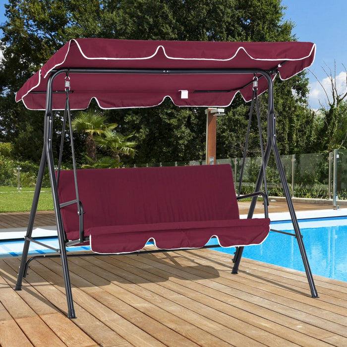 Outsunny 3-seat Patio Swing Chair, Outdoor Porch Swing Glider With Adjustable Canopy, Removable Cush