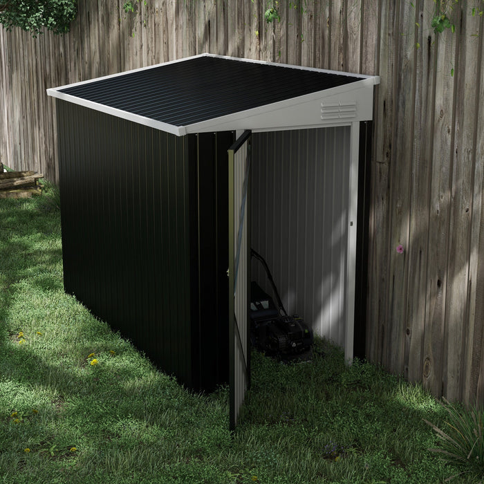 Outsunny 4' X 8' Steel Garden Storage Shed Lean To Shed Outdoor Metal Tool House With Lockable Door 