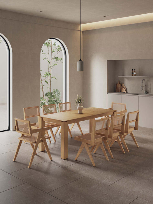 Hamlet and Rockaway Modern Industry Chic 9-Piece Dining Set in Natural Dining Room Set 