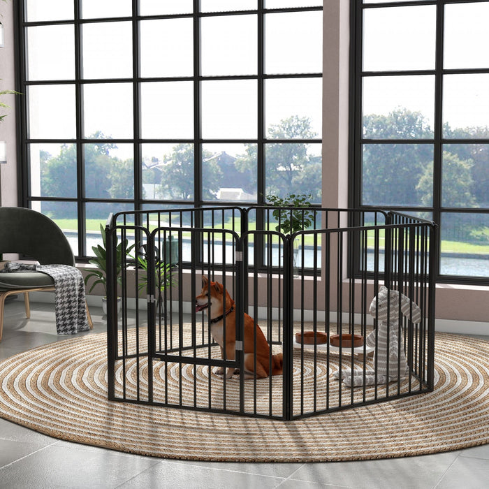 Pawhut Heavy Duty Dog Playpen, Steel Dog Pen With Door, Pet Exercise Fence, Outdoor Indoor Diy Desig