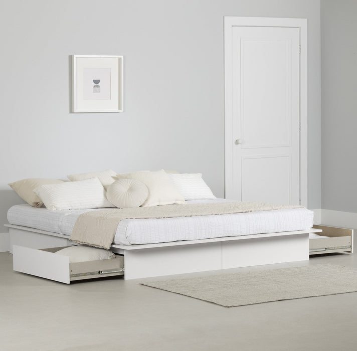Step One Platform Bed With Drawers - Pure White 