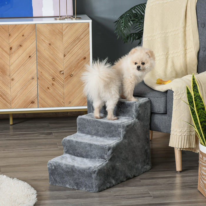 Pawhut Pet Steps Ladder For Cats And Dogs, Pet Stairs, Ladder For Climbing On Bed, Sofa With Removab
