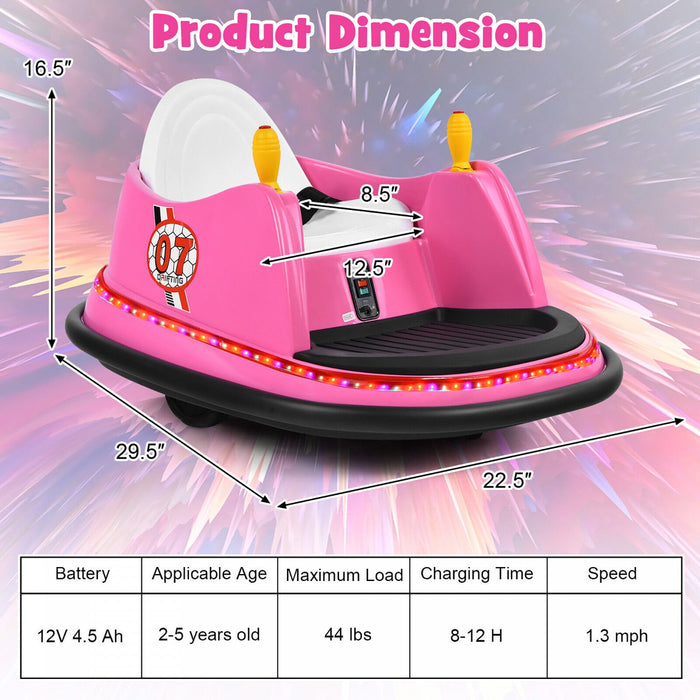 12v Vehicle 360¡a Spin Race Toy Kids Ride On Bumper Car W/ Remote Control Pink