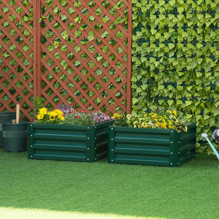 Outsunny 2' X 2' X 1' 2-pieces Raised Garden Bed With Color Steel Frame For Vegetables, Flowers, Her
