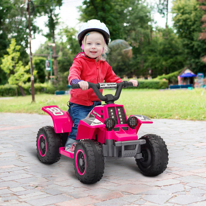 Qaba 6v Kids Atv Quad, 4 Wheeler Battery Powered Ride-On Electric Ride On Car With Led Headlights, F