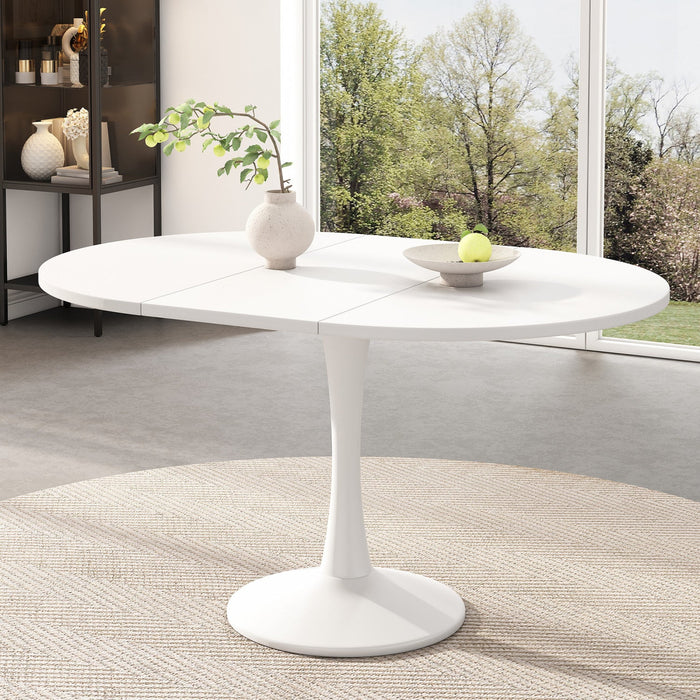 Liam Extendable Round Dining Table with Space-Saving Function,White  