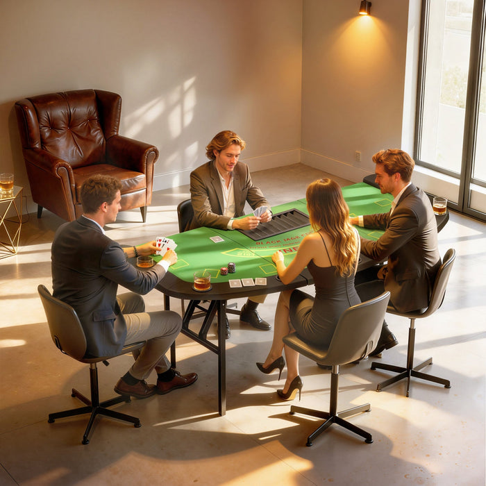 Soozier 72" Folding Poker Table, Portable 8 Player Blackjack Table, Green
