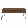 Hughey Rectangular Coffee Table With 2 Drawers, Rustic Oak 