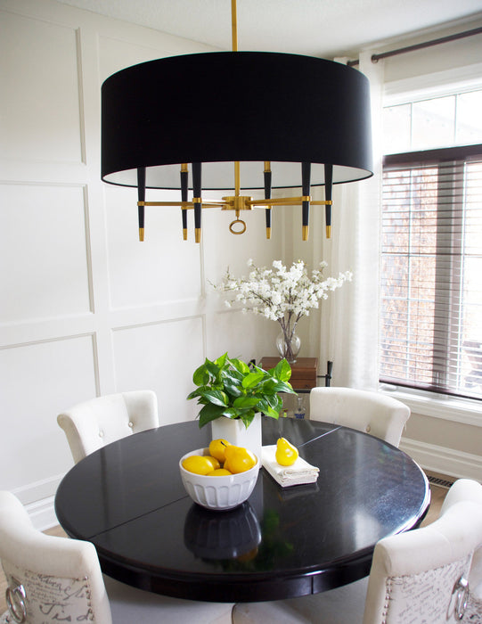 Dainolite Langford 6 Light Chandelier Vintage Bronze Black Shade Lamp