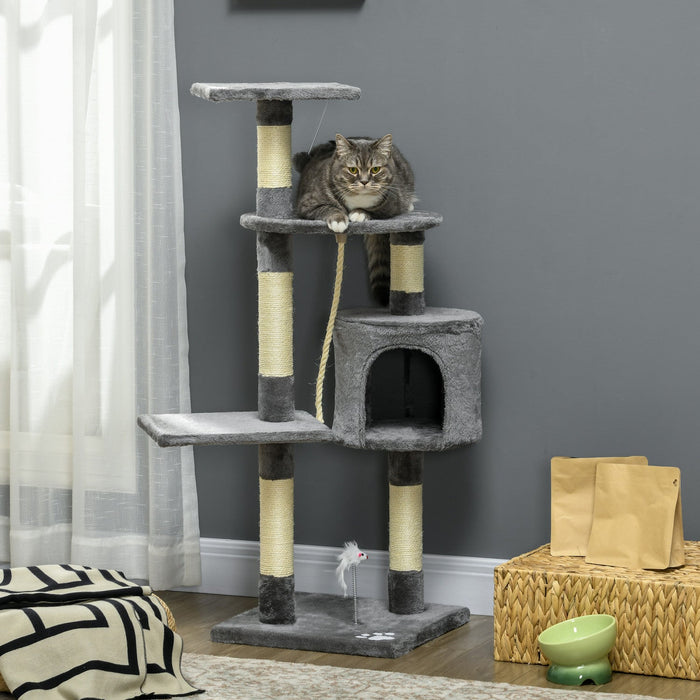 Pawhut 46inch Scratching Cat Tree, Multi Level Cat Tower For Large Cats Adult With Toys And Condo, G