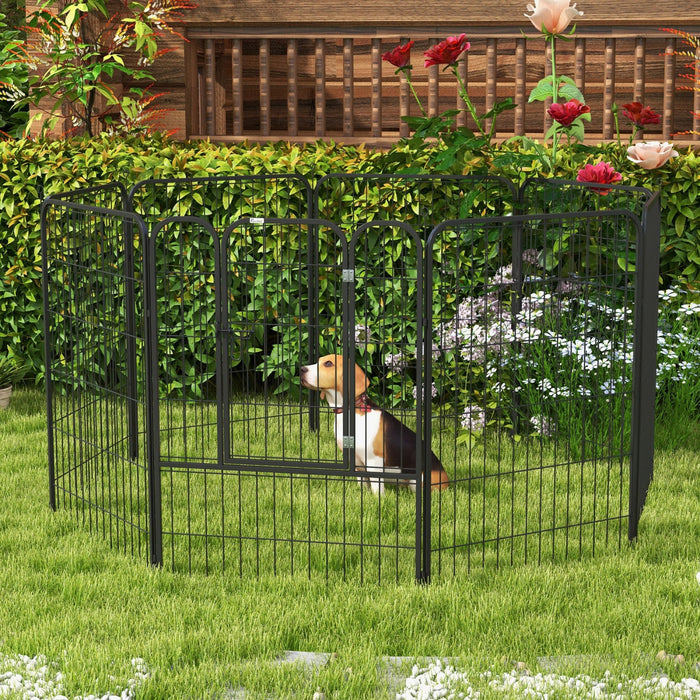 Pawhut 8 Panel Pet Playpen Play Yard Fence Home Diy Heavy-duty Metal Foldable Indoor Outdoor 31\" X 3