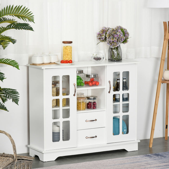 HOMCOM Buffet Cabinet with Drawers, Cupboard, Shelves, Kitchen Sideboard