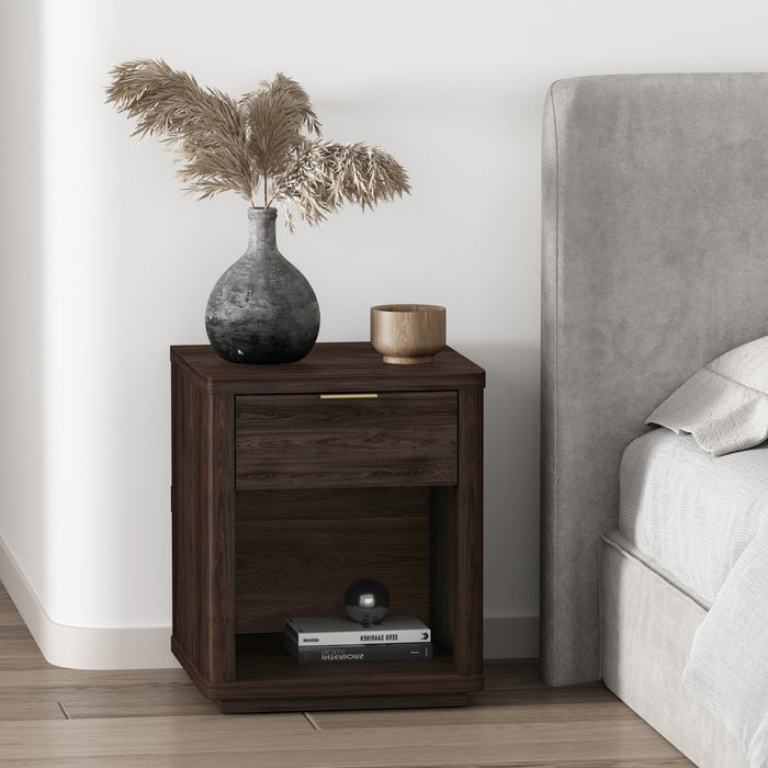 Evelyn Modern 20\" Nightstand in Brown (1-Drawer) 