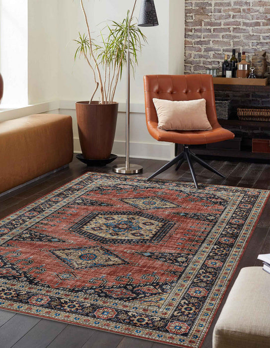 Tracy Traditional 6'0\" x 9'0\" Area Rug in Orange Indoor Area Rug 
