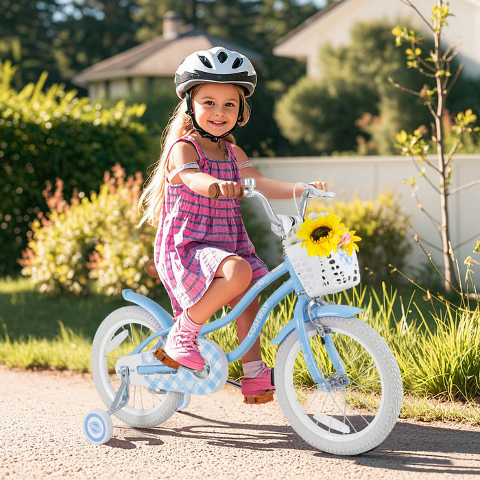 Costway 16" Kids Bike Toddler Adjustable Bicycle With Training Wheel For 4-7 Years Old Girl Blue