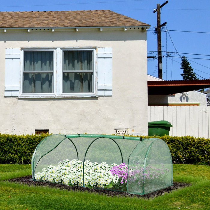 Outsunny 79\" X 39\" X 32\" Mini Greenhouse, Portable Hot House For Plants With Zippered Doors For Outd