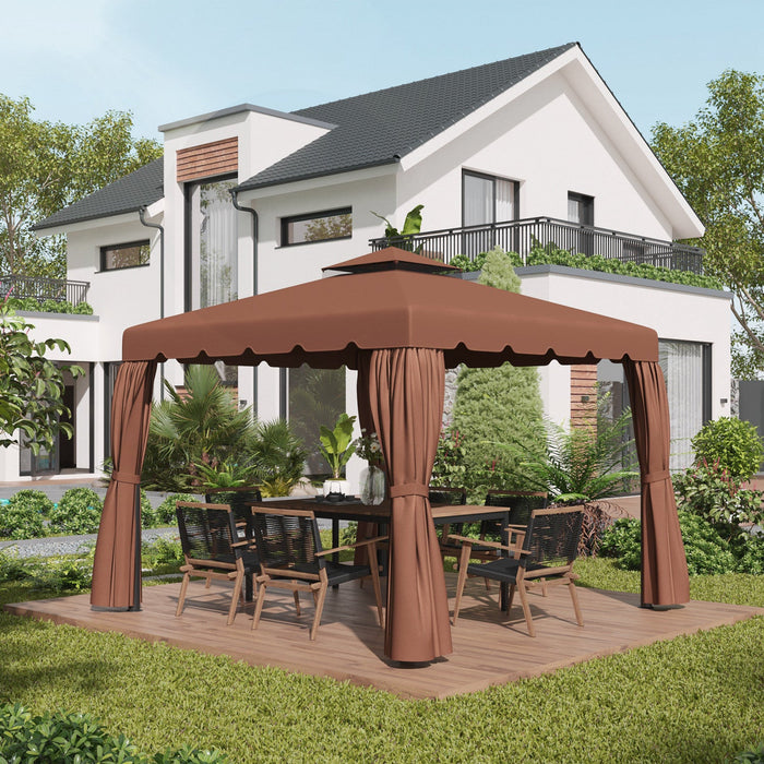 Outsunny 9.8' X 9.8' Gazebo Replacement Canopy, Gazebo Top Cover With Double Vented Roof For Garden 