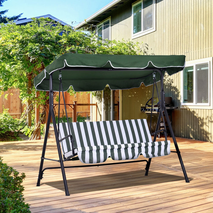Outsunny 3-seat Patio Swing Chair, Outdoor Porch Swing Glider With Adjustable Canopy, Removable Cush