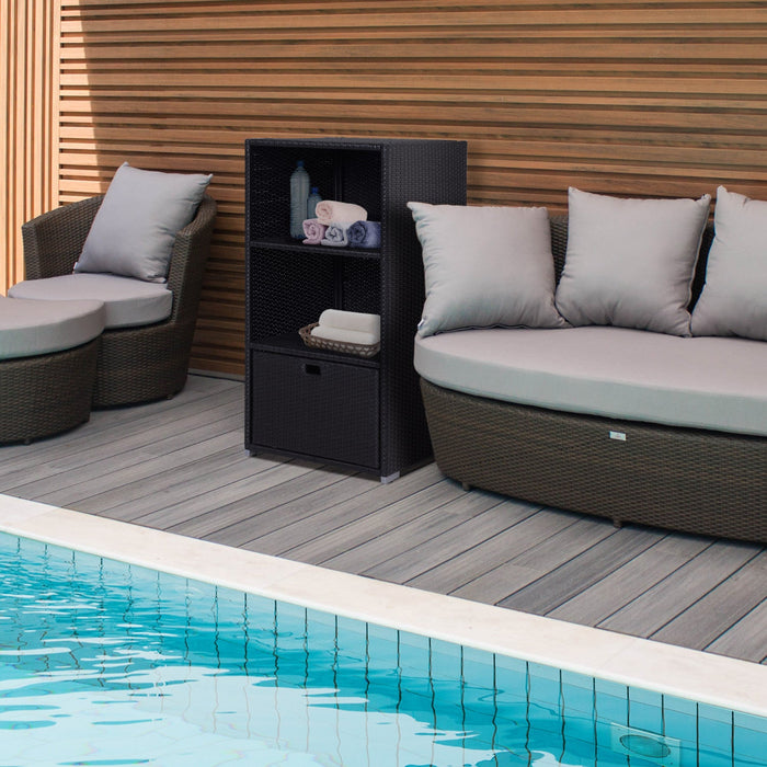 Outsunny Outdoor Storage Cabinet, Patio Storage Box Rack Rattan Wicker Pool Towel Valet Organizer Po