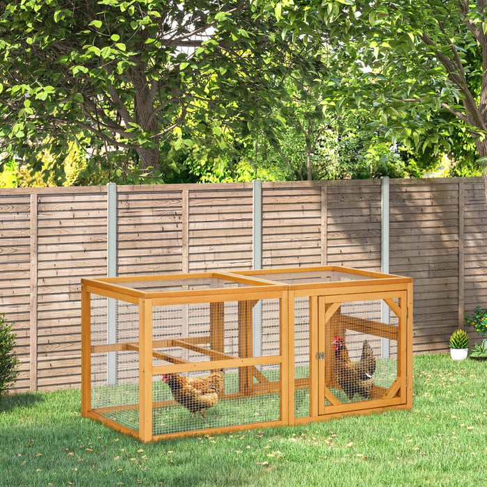Pawhut 55" Wooden Chicken Coop Extension, Chicken Cage Outdoor With Roosting Bars, Combinable Design Chicken Run Hen House, Orange