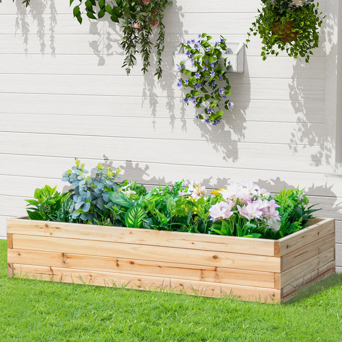 Outsunny 47\" X 24\" X 9\" Raised Garden Bed, Outdoor Wooden Planter Box For Growing Vegetables, Flower