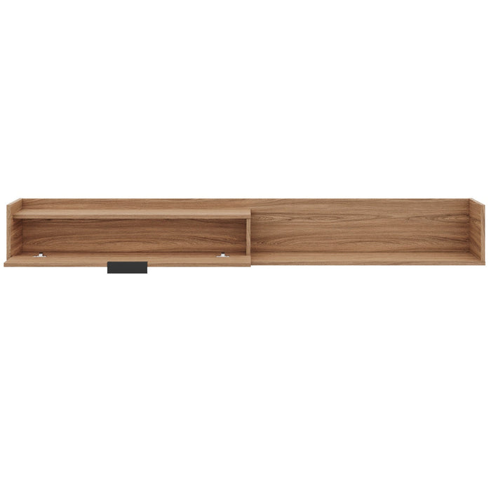 Nordika Slim 72\" Wall-Mounted TV Stand with Storage Cabinet - Light Walnut 