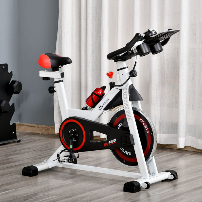 Soozier Adjustable Upright Stationary Exercise Bike Aerobic Training Indoor Cycling Cardio Workout F