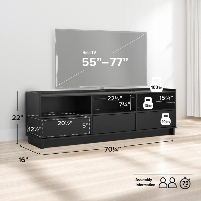 Prepac Simply Modern 70\" TV Stand - Black