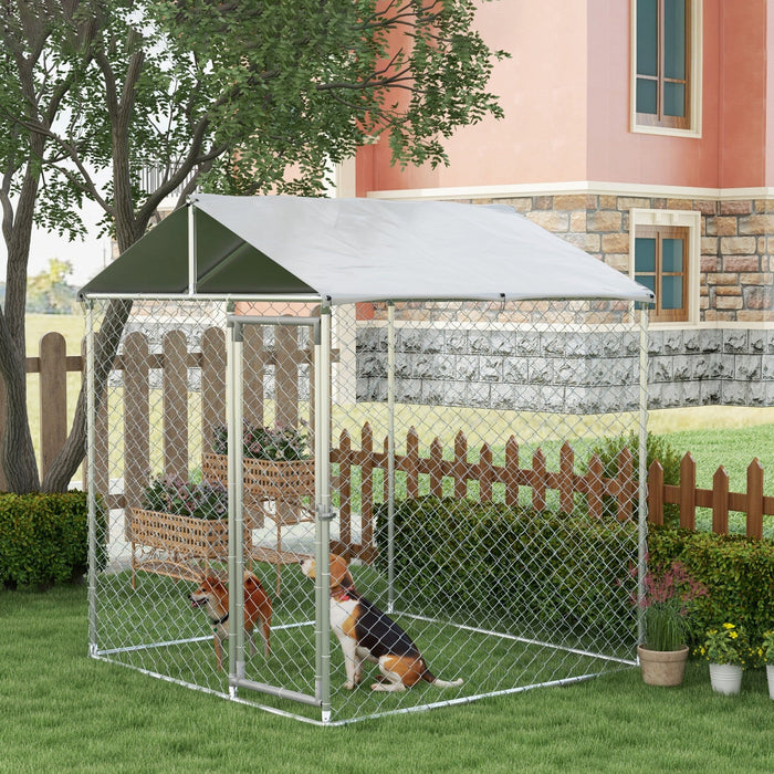 Pawhut Outdoor Dog Kennel Dog Run With Waterproof, Uv Resistant Cover For Small And Medium Sized Dog