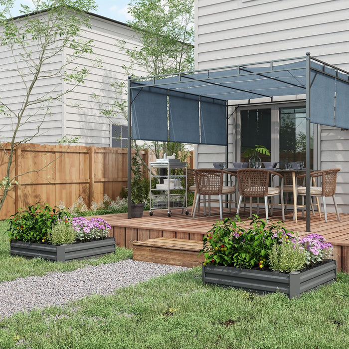 Outsunny 39\" X 39\" X 12\" Set Of 2 Raised Garden Bed, Elevated Planter Box With Galvanized Steel Fram