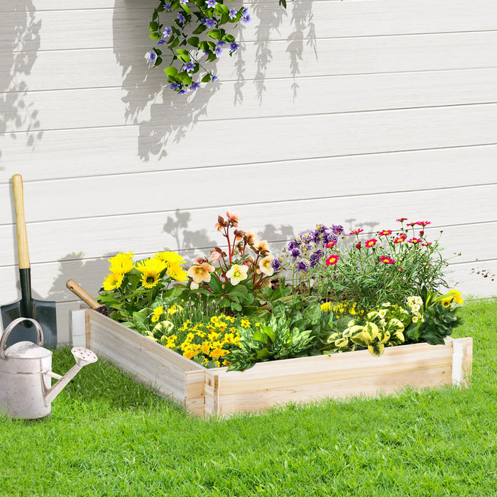 Outsunny 39'' X 39'' Screwless Raised Garden Bed, Wooden Planter Box, Easy Diy Herb Garden For Veget