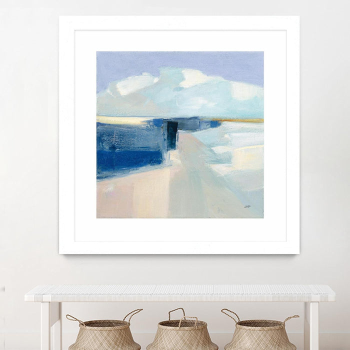 \"Sand And Sky\" Matted and Framed White 36x36 Wall Art