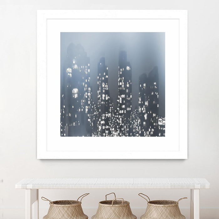 \"Dark City\" Matted and Framed White 36x36 Wall Art