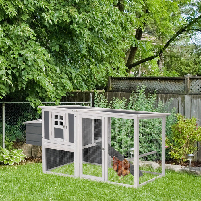 Pawhut 64\" Wooden Chicken Coop, Outdoor Hen House Poultry Cage With Outdoor Run, Nesting Box, Remova