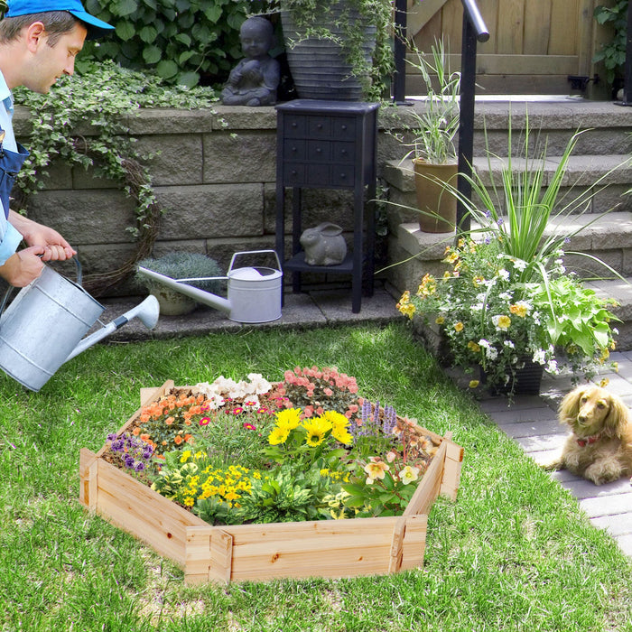 Outsunny 39'' X 36'' Screwless Raised Garden Bed, Hexagon Planter Box, Easy Diy Herb Garden For Vege