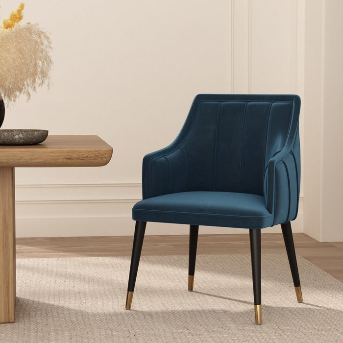 Eda Modern Wood Armchair in Midnight Blue Dining Chair 