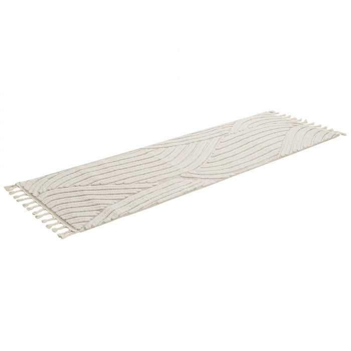 Quinto Brushed Beige Waves Shag Area Rug - 2'7\" x 8'